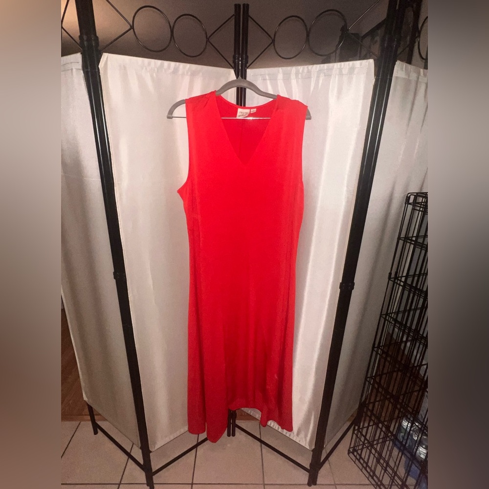 Truth + Style Orange Sheath V-Neck Midi Dress